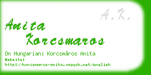 anita korcsmaros business card