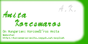 anita korcsmaros business card